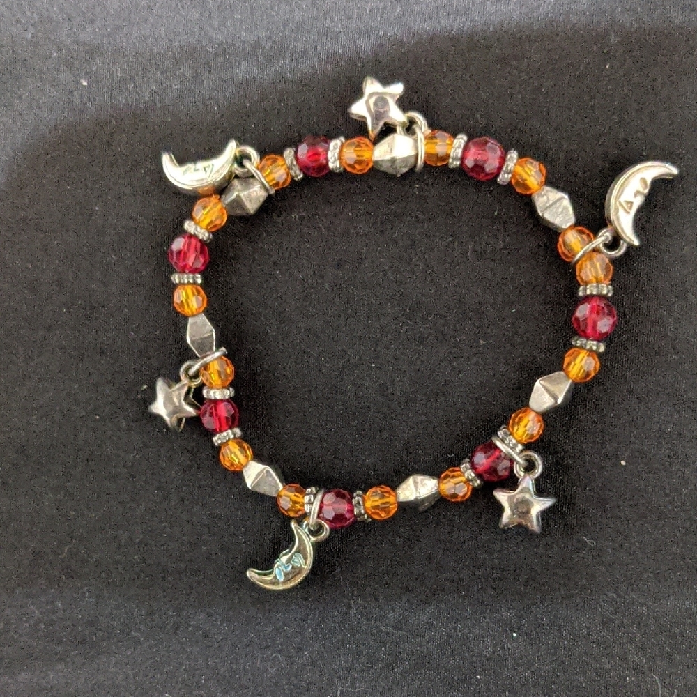 Silver Star and Moon Charm Bracelet